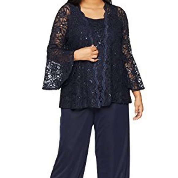 Tiana B Women's Plus Size 3pc Pantset, Taupe, Size 18w - Picture 1 of 12